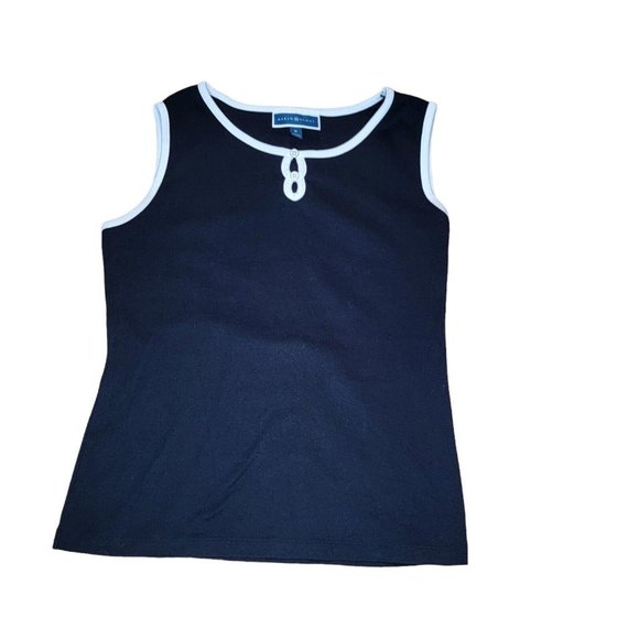 Karen Scott Women's Relaxed Sleeveless Keyhole Tank Top, Navy, Size M - Picture 1 of 9